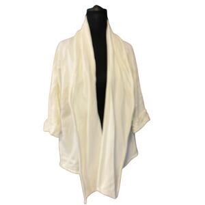 Elegant Haiku Women's open front Sweater cardigan white cream 100% cotton Large